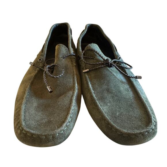 Tod\'s NWOT Men\'s Olive Green Nubuck Suede Bow Loafers